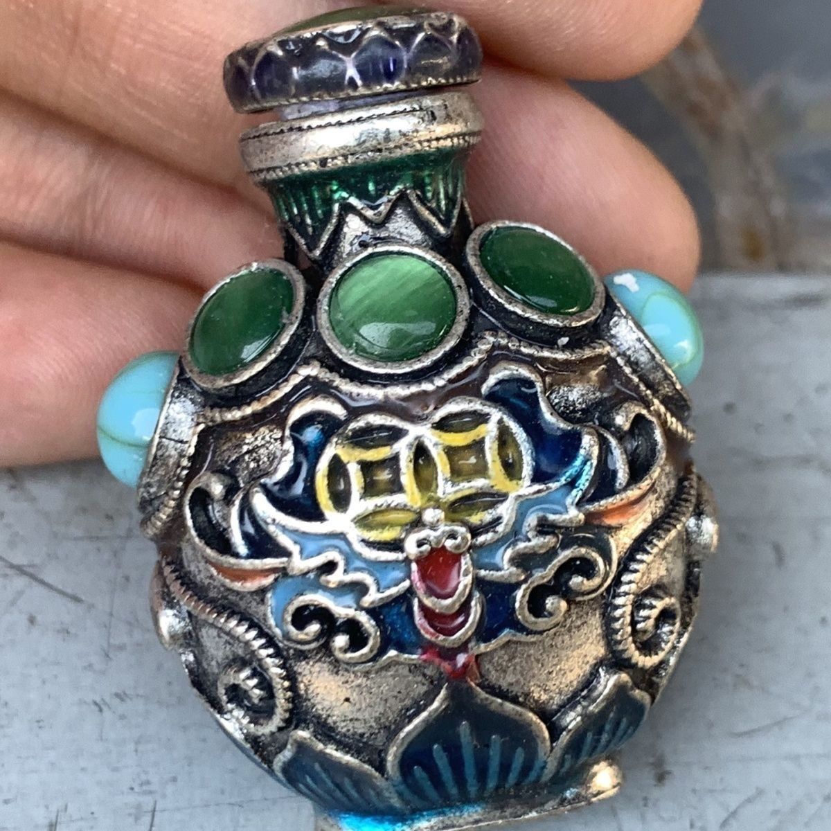 Collectible Vintage Tools - Frasco de Snuff Vintage Cloisonné em