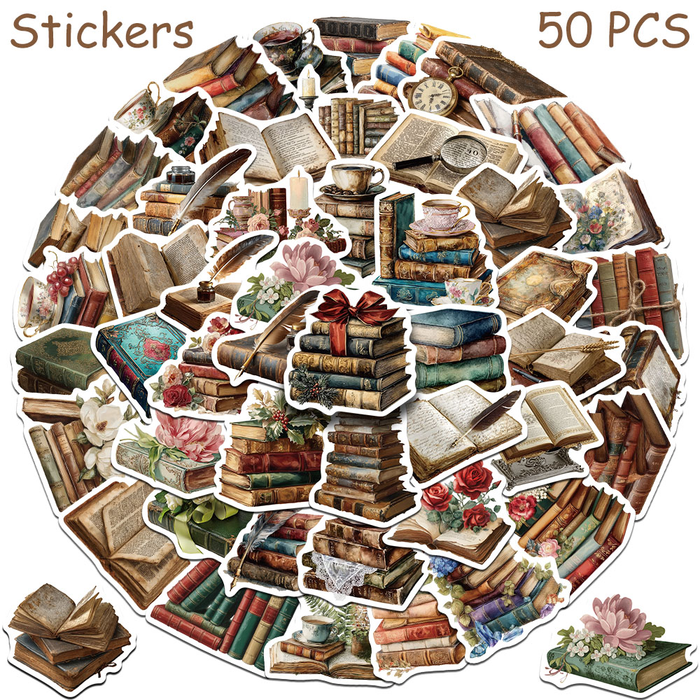 50 Adesivos Vintage de Livros  - Vintage Collectible Books avaliação e preço