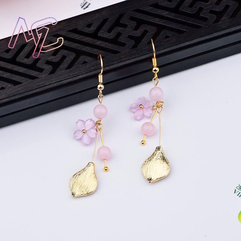 Rosa natural jade flor brincos - Vintage Item avaliação e preço